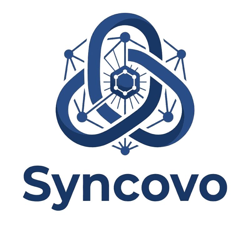 Syncovo-Logo: drei ineinander verschlungene Ringe über dem Schriftzug Syncovo